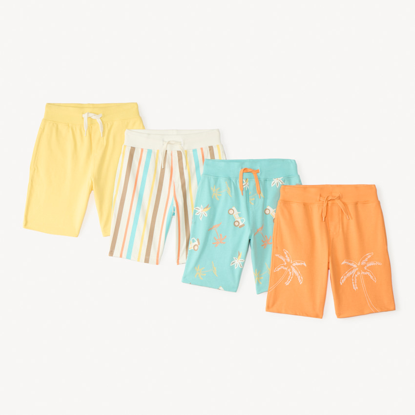 Lote de 4 bermudas de malla con diseño para niño 