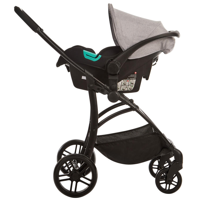 Carro trio combinado con silla de coche y capazo jaspeado/gris 
