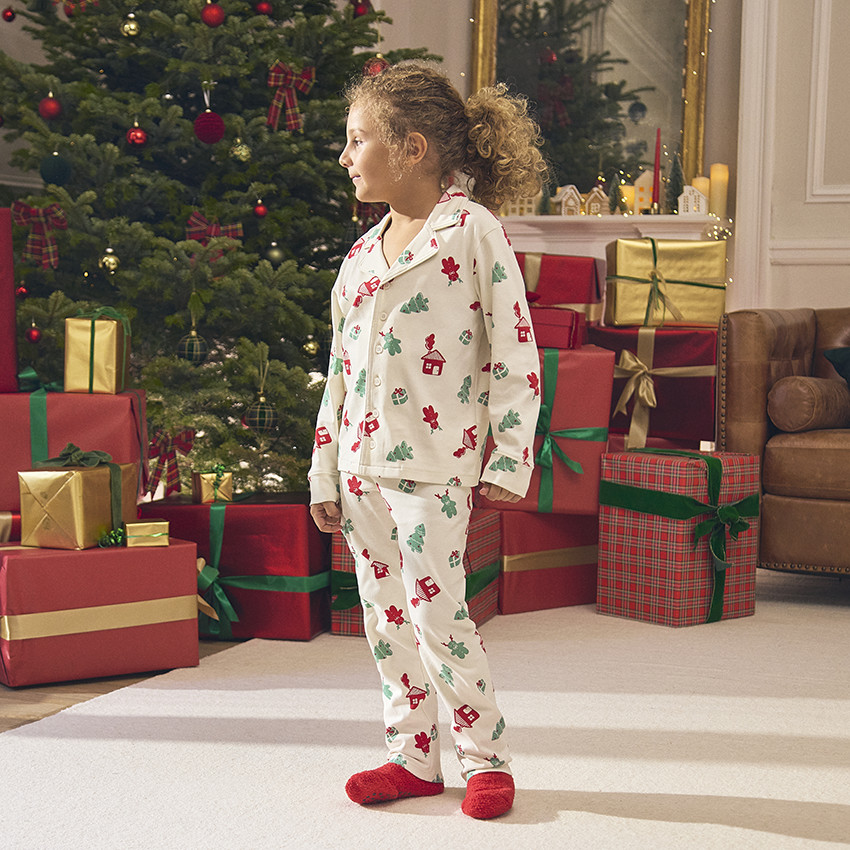 Conjunto de 2 piezas de pijama con estampado de Navidad para niño 