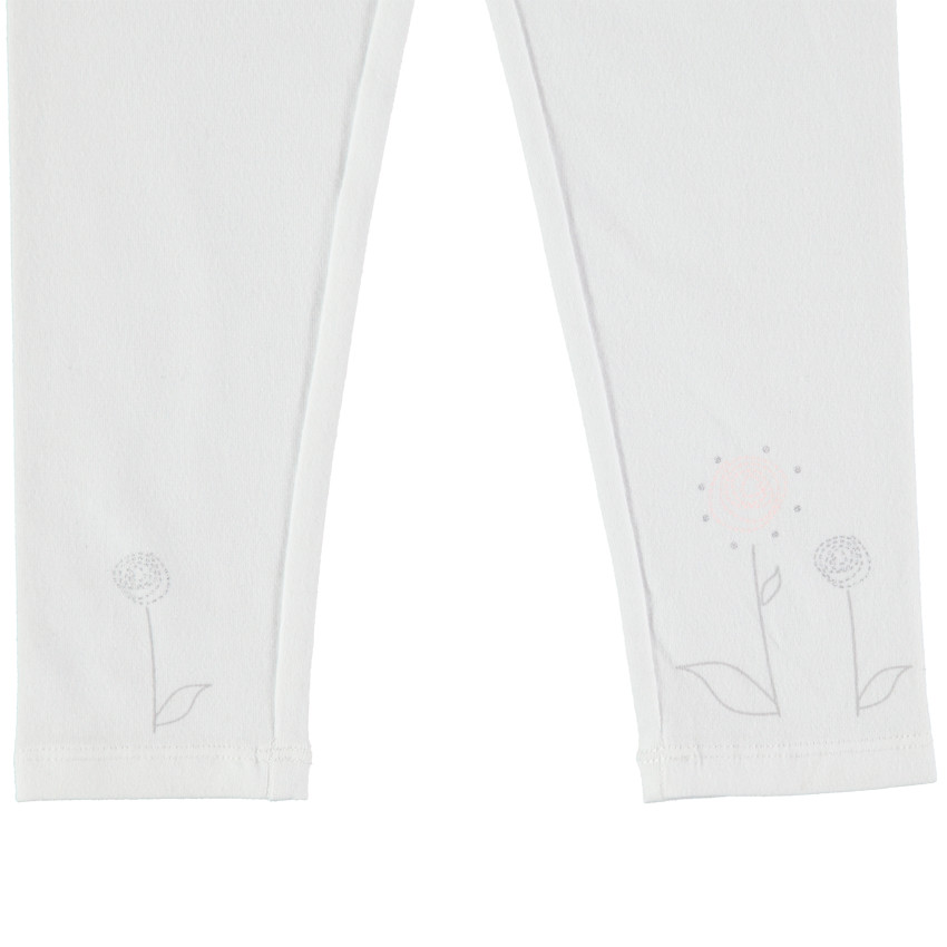 Conjunto de fiesta con túnica de tul con bordado de realce y leggings blancos 