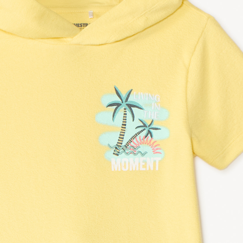 Conjunto de 2 piezas: camiseta con capucha + pantalones cortos estampados para niño 