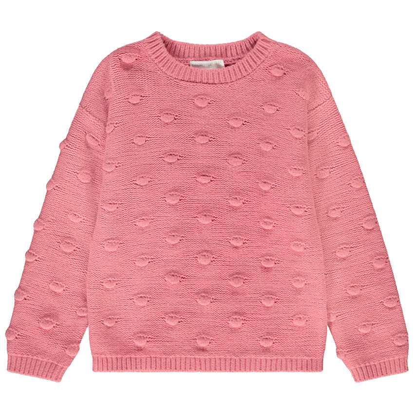 Pull oversize en tricot fantaisie uni pour fille 