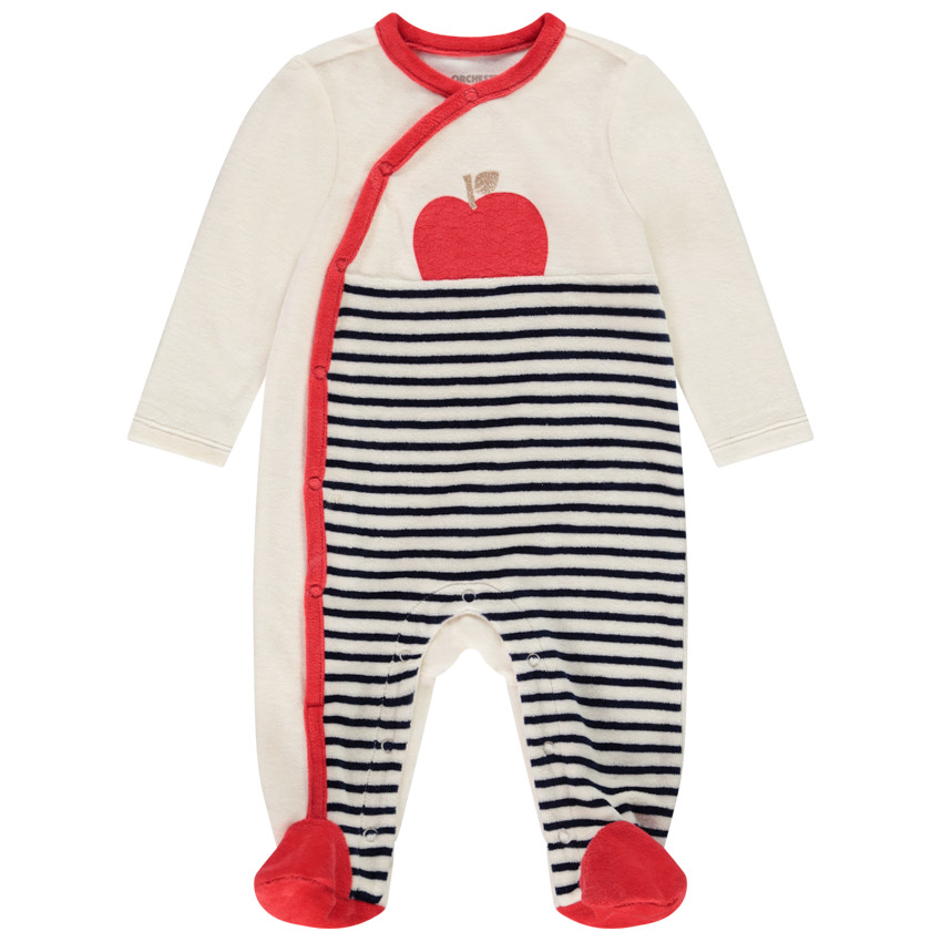 Pack de 3 peleles de terciopelo con estampado de manzanas para bebé niña 