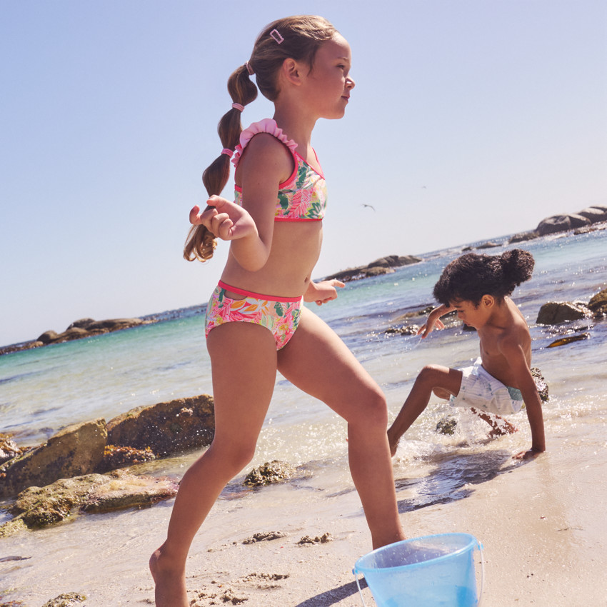 Maillot de bain 2 pièces imprimé tropical fille 