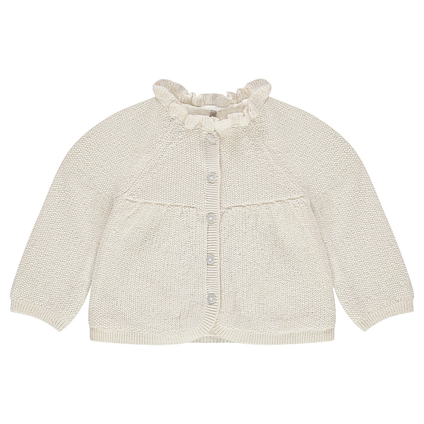 Chaqueta de punto mezclado con hilo brillante y cuello de fantasía 