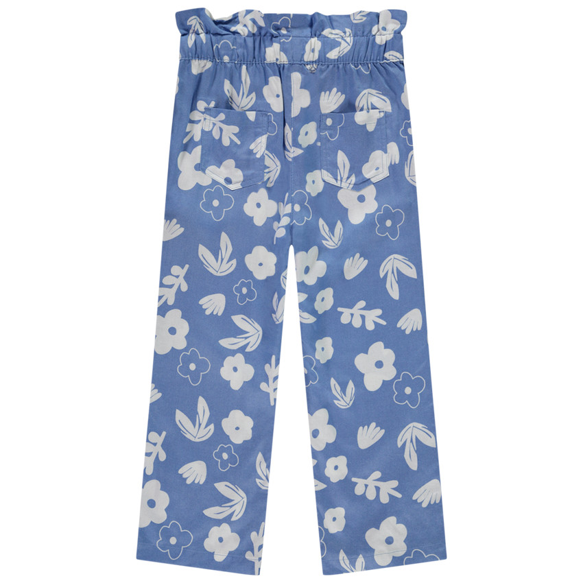 Pantalón ancho y fluido estampado flores para niña 