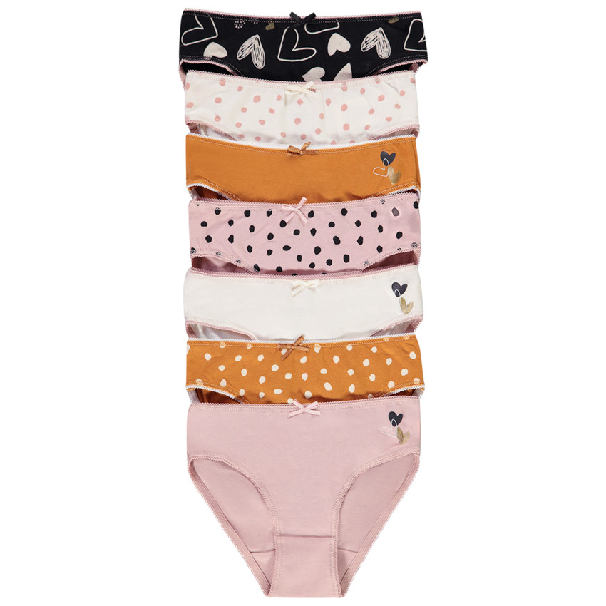 Pack de 7 bragas de punto con estampado fantasía para niña Main Pack de 7 bragas de punto con estampado fantasía para niña