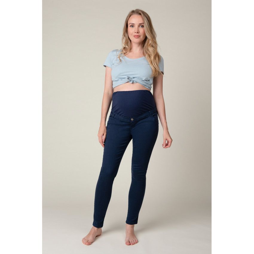 Pantalones para embarazada efecto jean skinny con banda alta 