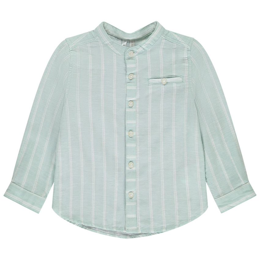 Camisa de manga larga a rayas con cuello mao para bebé niño 