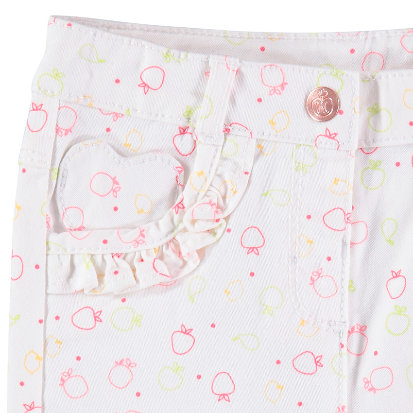 Pantalón con estampado all over con bolsillos con volantes 