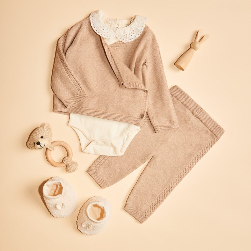Ensemble 3 pièces en tricot pour bébé fille 