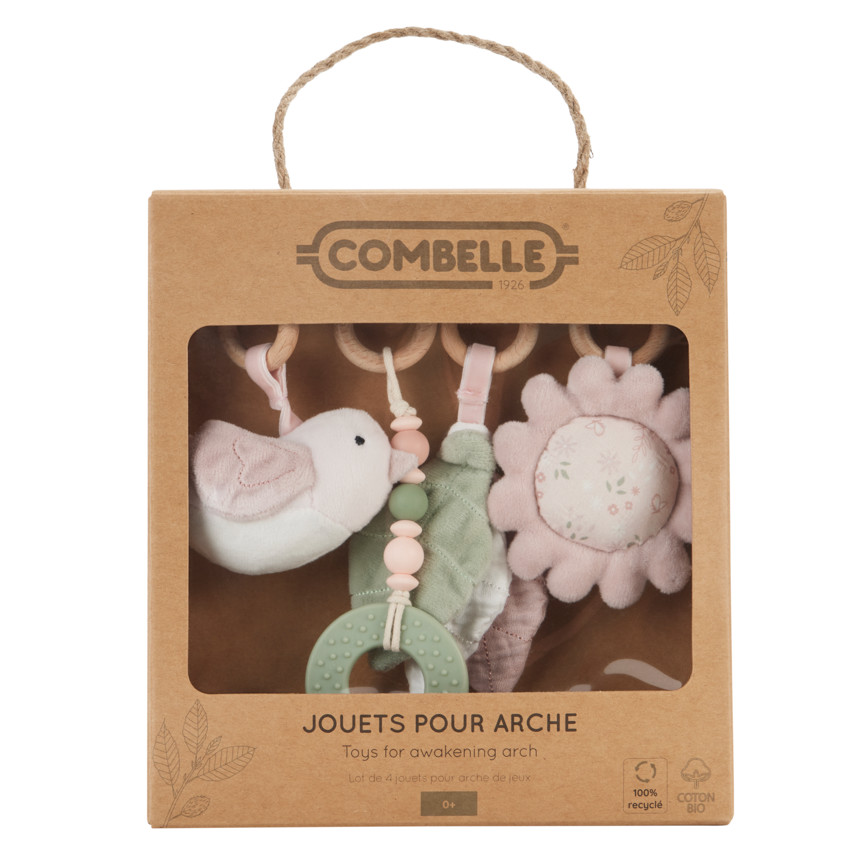 Set de 4 jouets pour arche Promenade Bucolique rose 