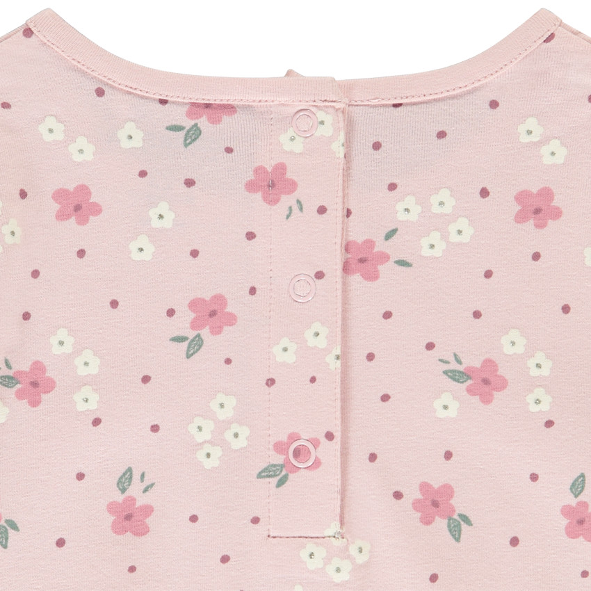 Pijama de 2 piezas con estampado de flores para niña con acabados diferentes según la edad 