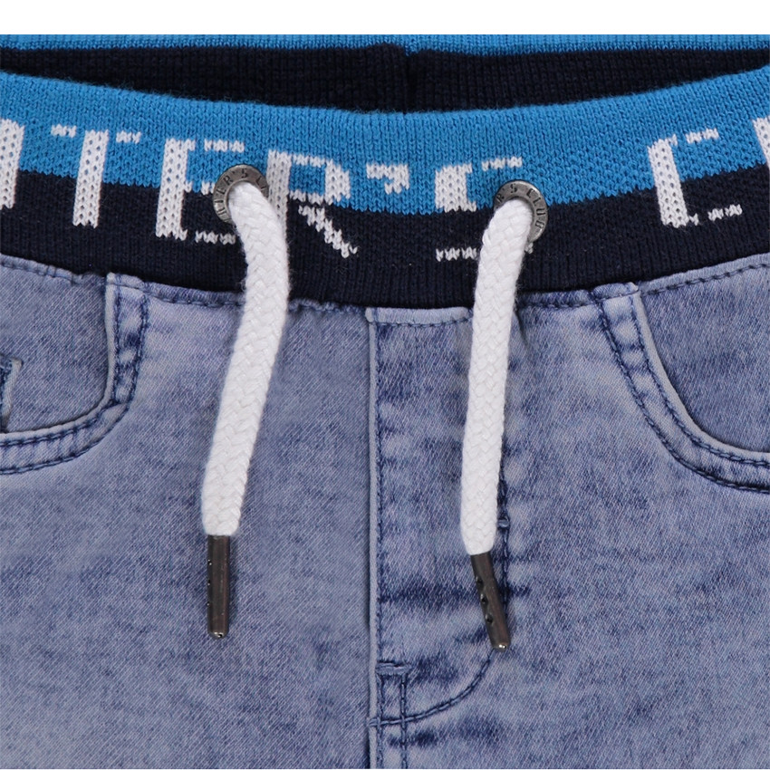 Bermudas vaqueras efecto desgastado con cintura elástica 