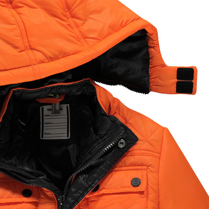 Anorak acolchados con capucha desmontable con bolsillos 