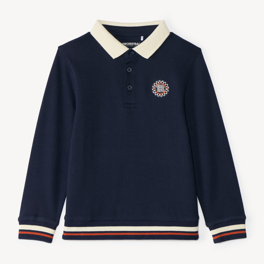 Polo niño de manga larga estilo vintage 