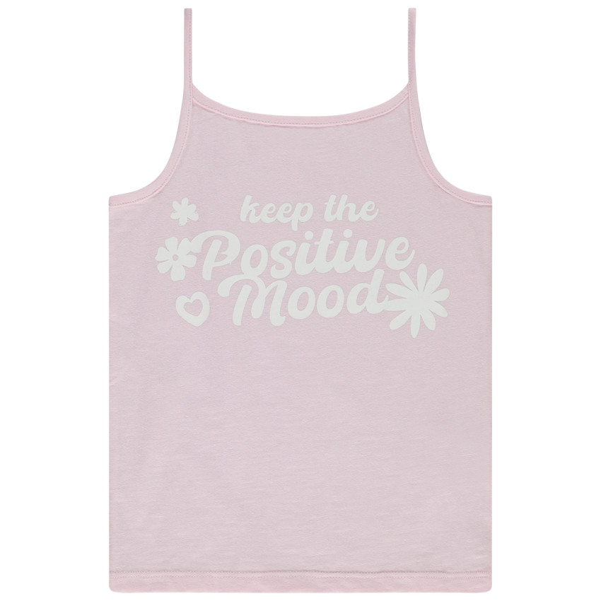 Camiseta sin mangas de jersey slub con estampado fantasía para niña 