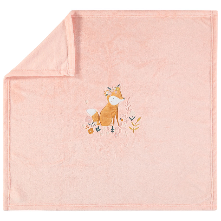 Manta de terciopelo con zorro bordado 