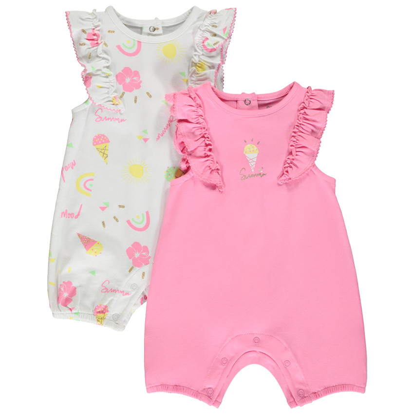 Lote de 2 monos cortos Glace para bebé niña 