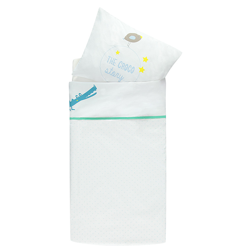 Conjunto de sábana + funda de almohada para cuna con motivo de cocodrilo Main Conjunto de sábana + funda de almohada para cuna con motivo de cocodrilo