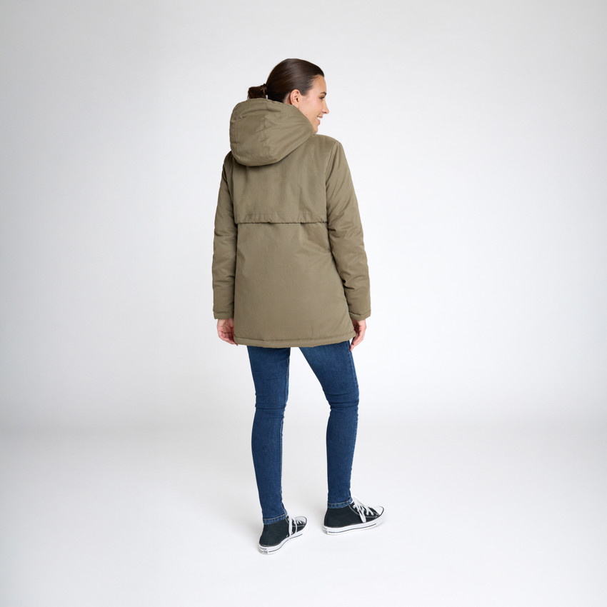 Parka de embarazo evolutiva forrada en sherpa 