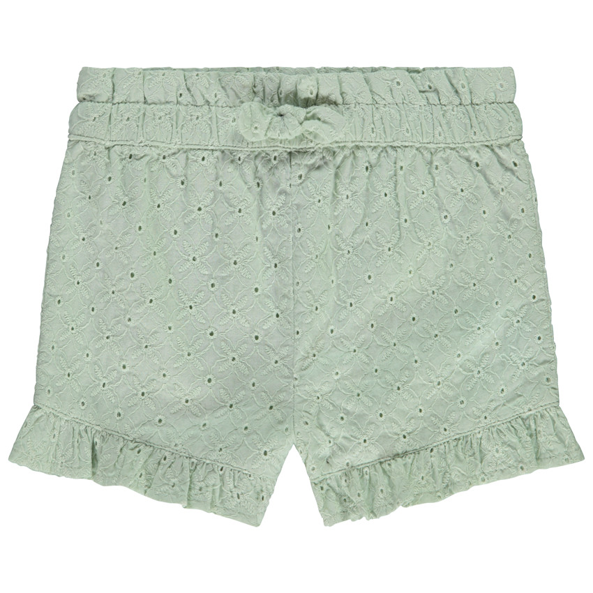 Short liso en bordado inglés para bebé niña 