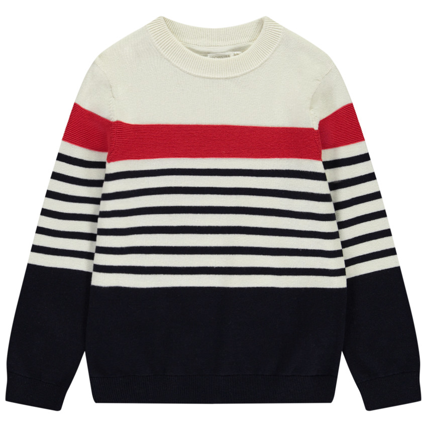 Suéter de manga larga de punto a rayas para niño 