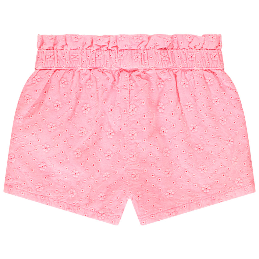 Short liso de bordado inglés con lazo para bebé niña 