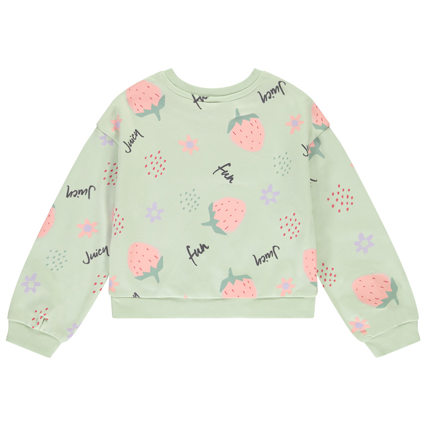 Sudadera de felpa estampada con impresión puff brillante para niña 