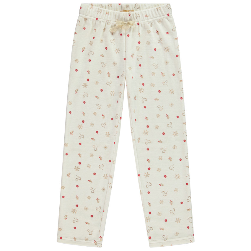 Conjunto de pijama de Navidad de 2 piezas en terciopelo con motivo de corazón para niña 