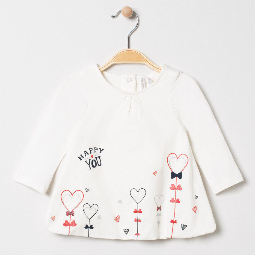 Túnica de manga larga con estampado de corazones en algodón  Additional Túnica de manga larga con estampado de corazones en algodón
