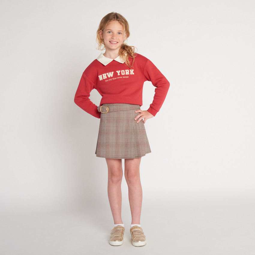 Jupe courte milano à carreaux et boucle pour fille 