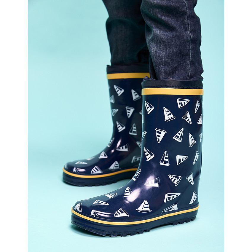 Botas de agua de caucho estampado barcos para niño 