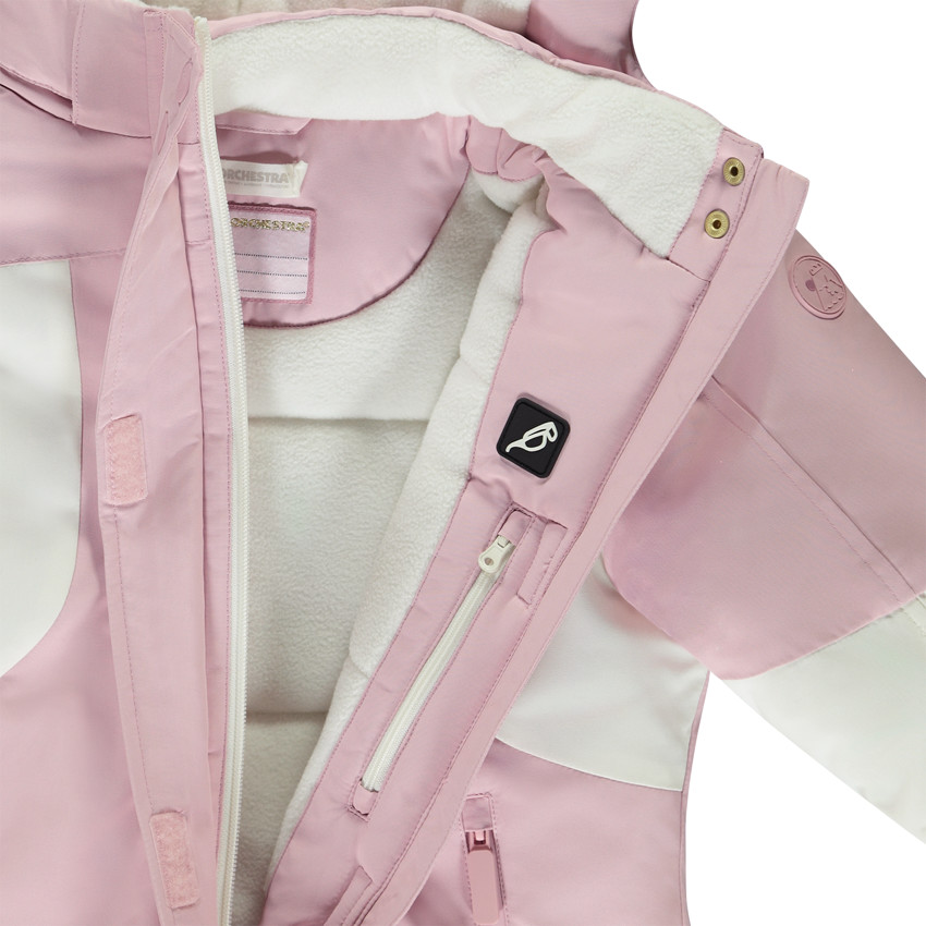 Blusón de esquí en tela repelente efecto colorblock para niña 