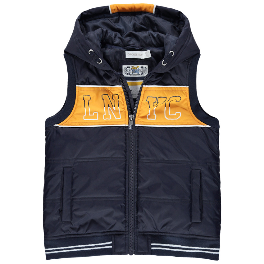 Chaleco anorak con capucha e incripción estampada 