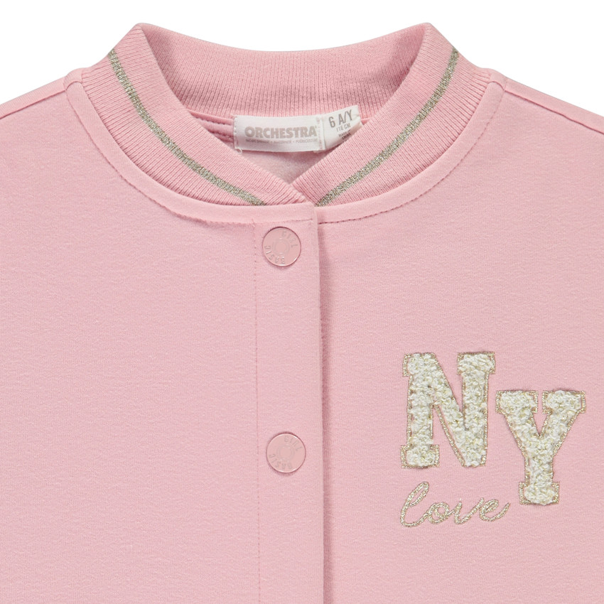 Chaqueta teddy de felpa sherpa con parche NY para niña 