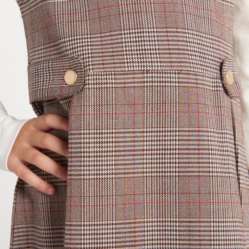 Vestido sin mangas de tela de cuadros para niña 