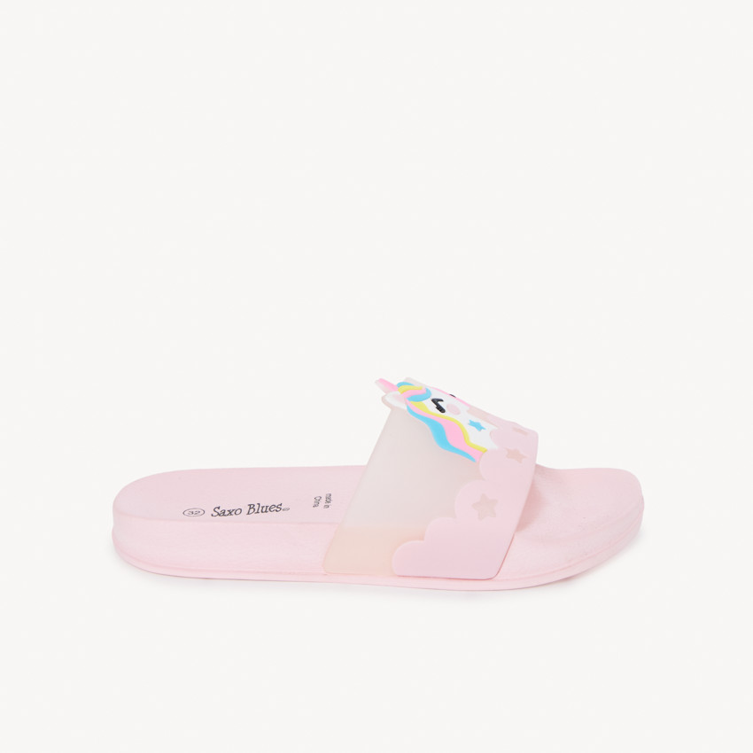 Zapatilla de unicornio en relieve para niña - con tira según la talla. 