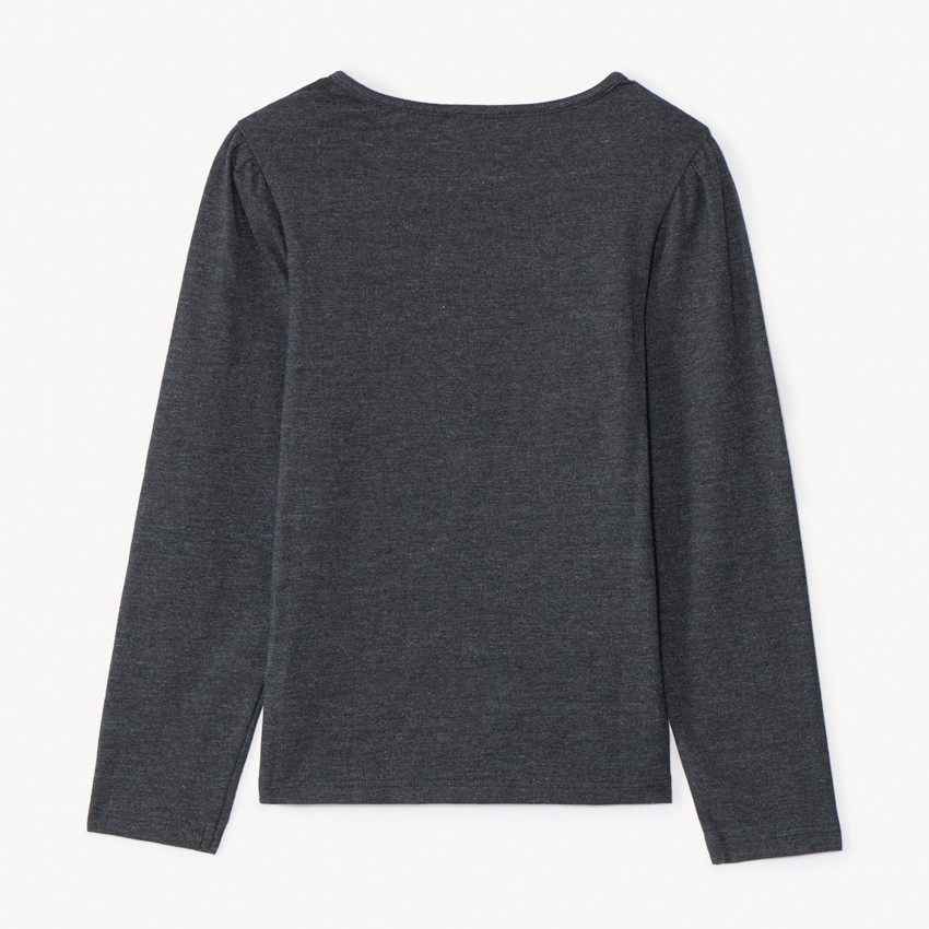 Camiseta de manga larga con bordado de mariposa para niña 