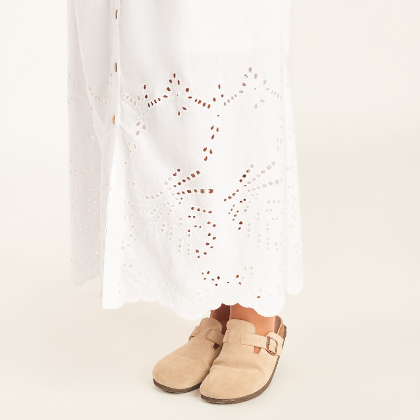 Robe larga de gasa y bordado inglés para mujer embarazada 