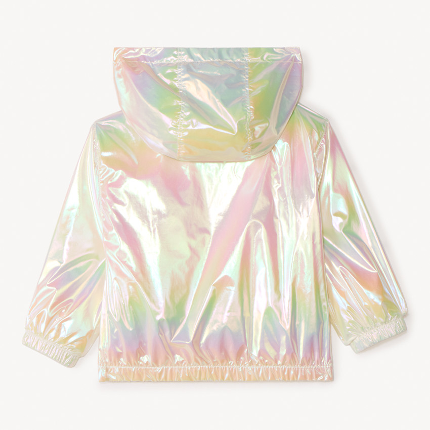 Cortavientos de tela iridiscente con capucha para niña bebé 