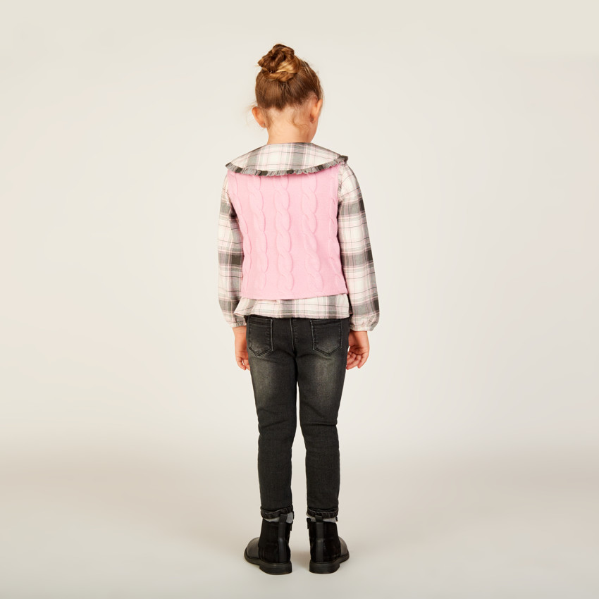 Camisa de cuadros de manga larga 2 en 1 para niña 