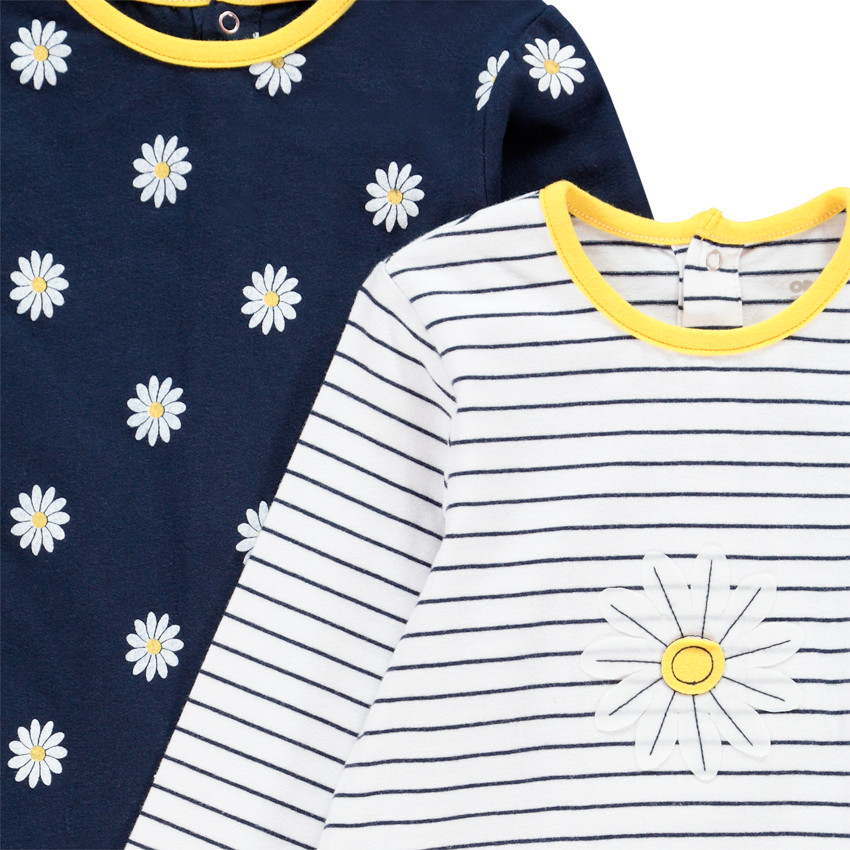 Pack de 2 peleles de manga larga de algodón para bebé niña  Additional Pack de 2 peleles de manga larga de algodón para bebé niña