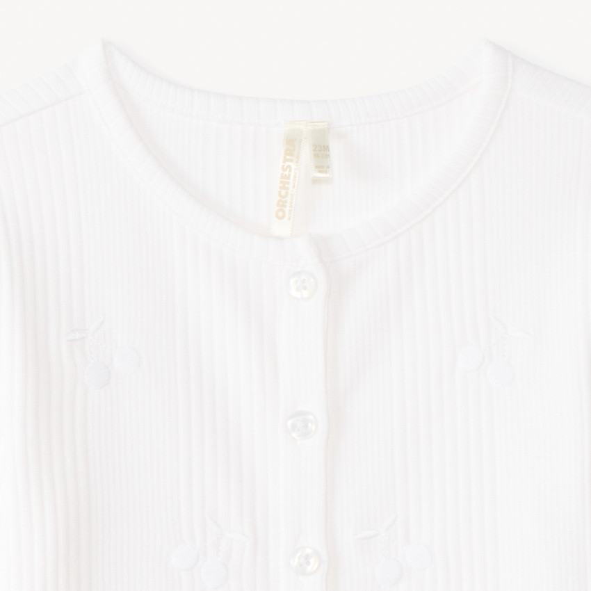 Chaleco de manga larga con bordado de cereza para niña bebé 