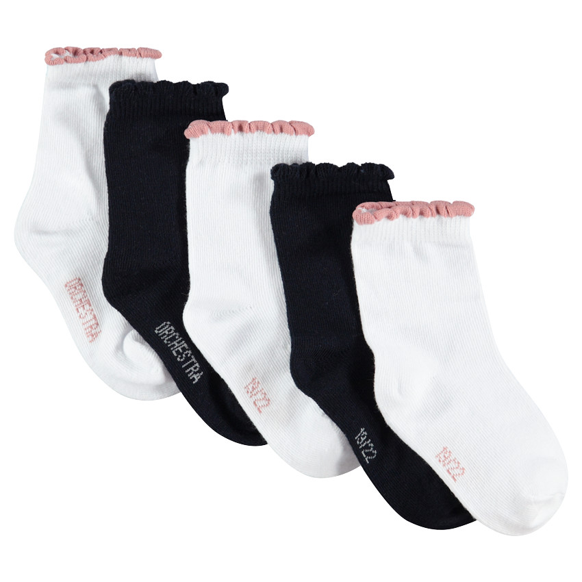 Pack de 5 pares de calcetines lisos para niña 