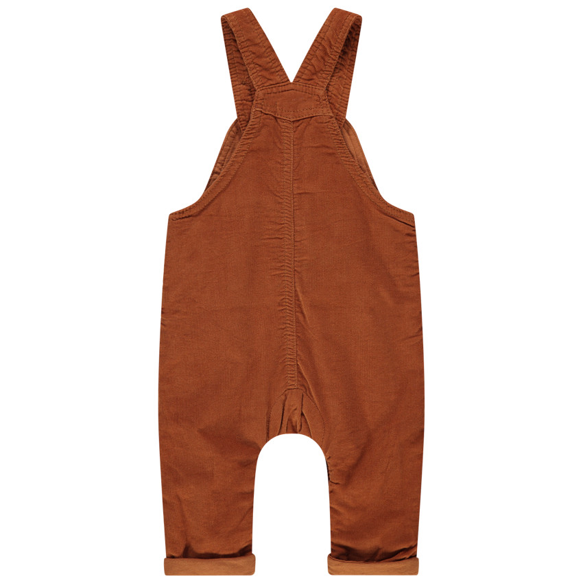 Salopette longue en velours côtelé et poche kangourou 