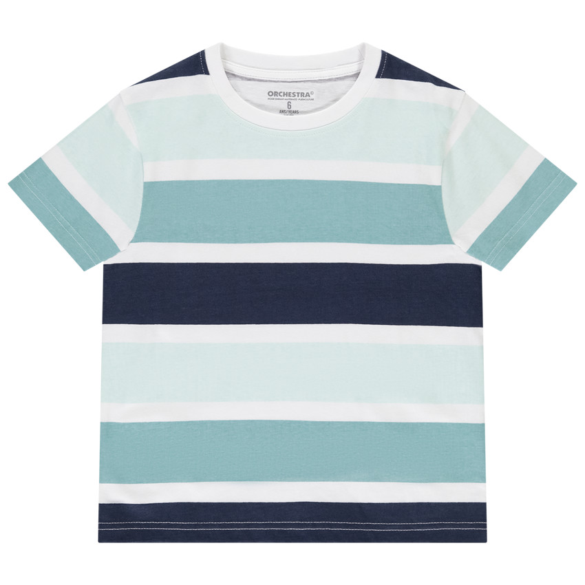 Camiseta de manga corta con bandas y rayas coloridas para niño 