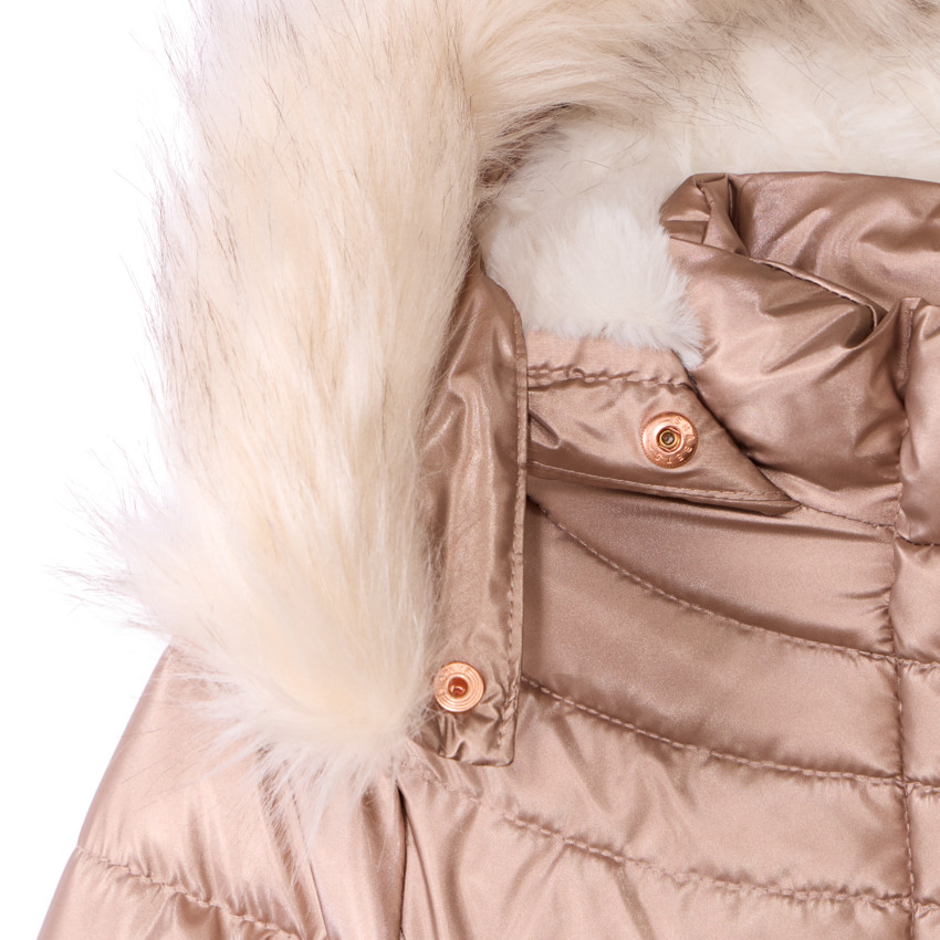 Chaqueta de abrigo metálica con capucha desmontable para niña 