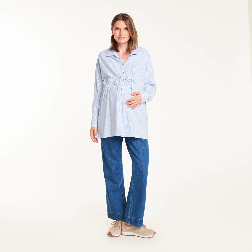Camisa de maternidad de manga larga a rayas 
