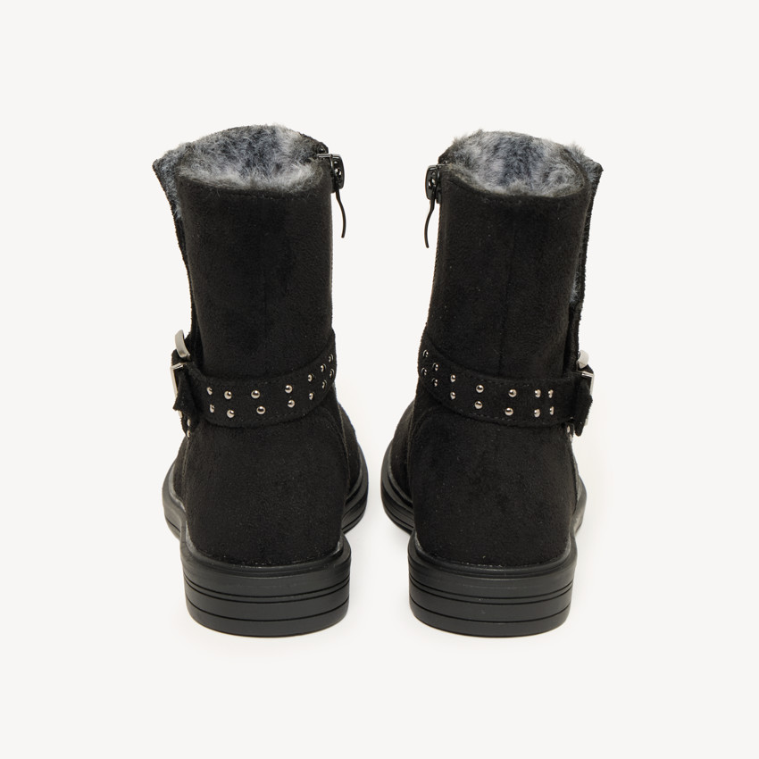 Botines para niña con cremallera y forro de peluche. 
